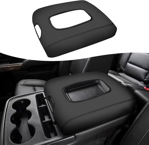 Rifoda for Chevy Silverado & GMC Sierra 2014 2015 2016 2017 2018 Jump Seat Microfiber Leather Cover Center Console Cushion Car Protection Decoration Accessories (Carbon Fiber with Red) in Saudi Arabia
