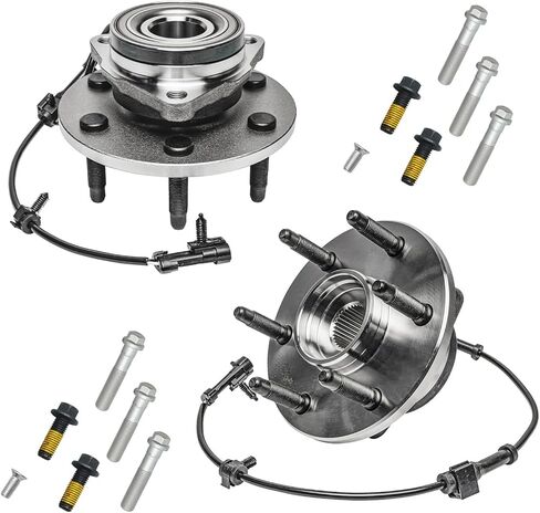 Detroit Axle - 4WD Front 4pc Wheel Bearing Hubs Kit for Silverado Sierra Yukon XL 1500 Express Savana 2500 Chevy GMC Cadillac Escalade, Wheel Bearing & Hubs Bolt Mounting Set Replacement in Saudi Arabia