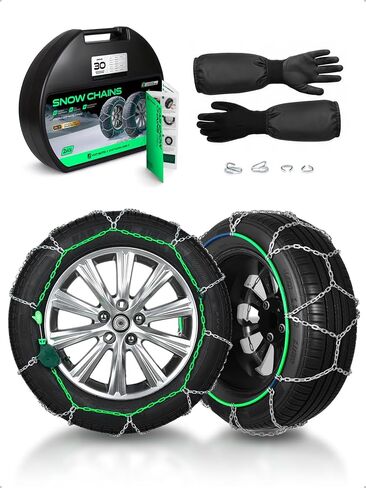 YHTAUTO Set of 2 Snow Chains 12MM Fit 195/70R14 195/65R15 205/60R15 195/55R16 215/45R17 Pickup Truck SUV Passenger Car Tire Chains Auto-Tightening Quick Installation, Anti-slip Traction in Saudi Arabia