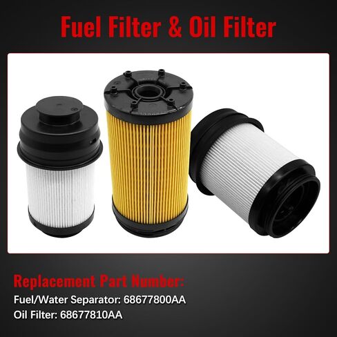 68677800AA Fuel Filter Water Separator Oil Filter Kit Fit for Ram 2500 3500 4500 5500 6.7L 2025 2026, for Cummins 6.7 Diesel Engine, Replace 68677810AA in Kuwait