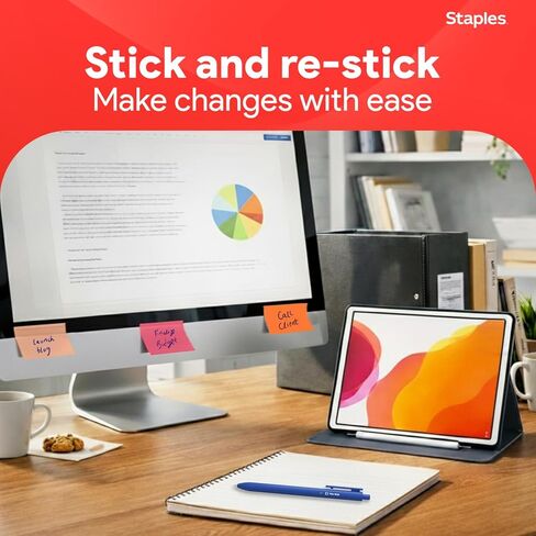 Staples Sticky Notes - 1 3/8" x 1 7/8" Small Post-it Pads, 100 Sheets, 24 Pads/Pack for Organizing and Reminders in Kuwait