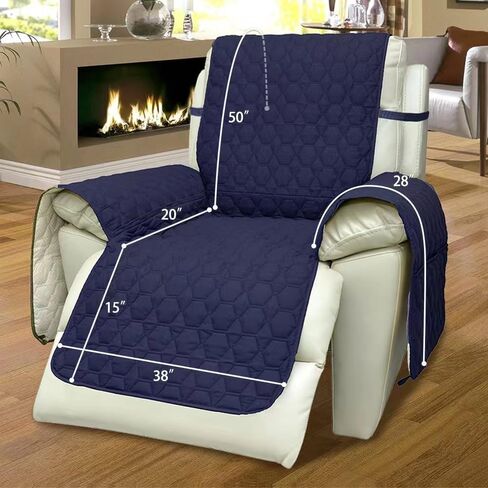 غطاء كرسي RBSC Home باللون الأزرق الداكن مقاس 38 بوصة أغطية كرسي مقاومة للماء بنسبة 100% أغطية كرسي مضادة للانزلاق للحيوانات الأليفة والكلاب والقطط وواقي قابل للغسل in Kuwait