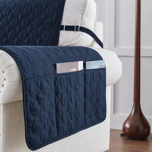 غطاء كرسي RBSC Home باللون الأزرق الداكن مقاس 38 بوصة أغطية كرسي مقاومة للماء بنسبة 100% أغطية كرسي مضادة للانزلاق للحيوانات الأليفة والكلاب والقطط وواقي قابل للغسل in Kuwait