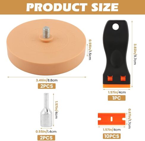 2pcs Car Eraser Wheel with 1 Plastic Scraper and Adapter, 3.5 Inch Decal Remover Wheel for Drill, Rubber Tool Kit for Quick Remove Sticker, Vinyl, Decal, Adhesive, Residue, Tape in Saudi Arabia