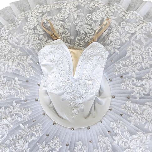 تنورة باليه نسائية من Sanfly، فستان باليه احترافي للبالغين، أزياء رقص بحيرة البجع، ملابس بالترتر الأبيض in Kuwait