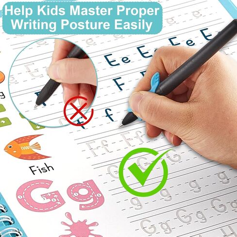 chiazllta 6 Pack Magic Grooved Writing Practice Books with Disappearing Ink Pens Reusable Magical Handwriting Workbooks for Kids Calligraphy Practice Books for Preschool Kindergarten Kids Ages 3-8 in Saudi Arabia