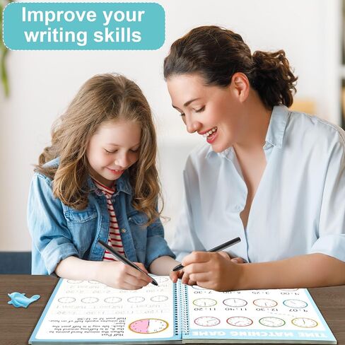 chiazllta 6 Pack Magic Grooved Writing Practice Books with Disappearing Ink Pens Reusable Magical Handwriting Workbooks for Kids Calligraphy Practice Books for Preschool Kindergarten Kids Ages 3-8 in Saudi Arabia