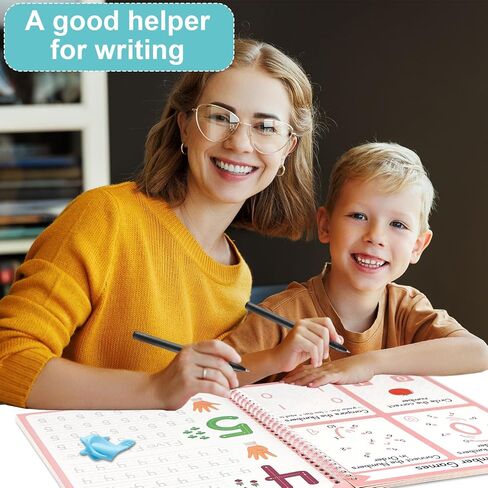 chiazllta 6 Pack Magic Grooved Writing Practice Books with Disappearing Ink Pens Reusable Magical Handwriting Workbooks for Kids Calligraphy Practice Books for Preschool Kindergarten Kids Ages 3-8 in Saudi Arabia