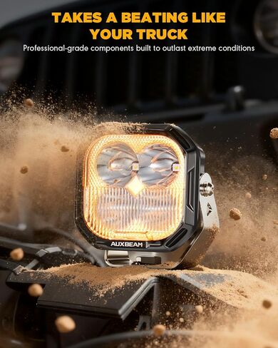Auxbeam 3 Inch RGBW LED Pod Lights, 116W Off Road Light 7 RGB Color Dynamic Gradient Cycle, Spot Flood Combo Beam Driving Light with Amber & White & Black Covers Ditch Fog Lights for Truck ATV UTV in Saudi Arabia