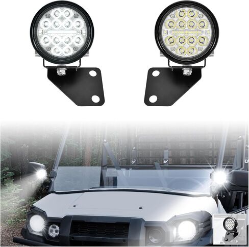 مصابيح LED على شكل عمود من SAUTVS لملحقات Kawasaki Mule Pro FXT DXT DX FX 2015-2023، مصابيح مساعدة مع دعامة تثبيت وحزام الأسلاك، التوصيل والتشغيل (قطعتان) in Kuwait