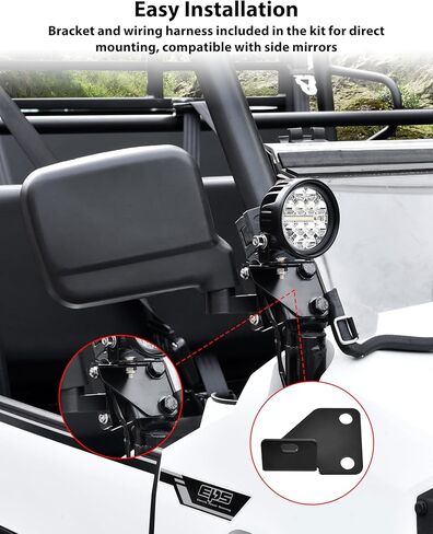 مصابيح LED على شكل عمود من SAUTVS لملحقات Kawasaki Mule Pro FXT DXT DX FX 2015-2023، مصابيح مساعدة مع دعامة تثبيت وحزام الأسلاك، التوصيل والتشغيل (قطعتان) in Kuwait