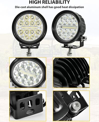 مصابيح LED على شكل عمود من SAUTVS لملحقات Kawasaki Mule Pro FXT DXT DX FX 2015-2023، مصابيح مساعدة مع دعامة تثبيت وحزام الأسلاك، التوصيل والتشغيل (قطعتان) in Kuwait