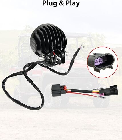 مصابيح LED على شكل عمود من SAUTVS لملحقات Kawasaki Mule Pro FXT DXT DX FX 2015-2023، مصابيح مساعدة مع دعامة تثبيت وحزام الأسلاك، التوصيل والتشغيل (قطعتان) in Kuwait