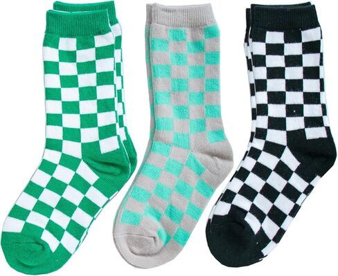 جوارب MZLIU للأطفال الصغار من الأولاد والبنات القطنية جوارب ملونة جديدة ذات مربعات 4 أزواج in Kuwait