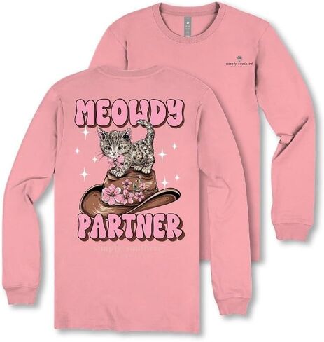 Simply Southern Meowdy Partner - Kitten - Cowgirl Hat - Youth Long Sleeve in Saudi Arabia