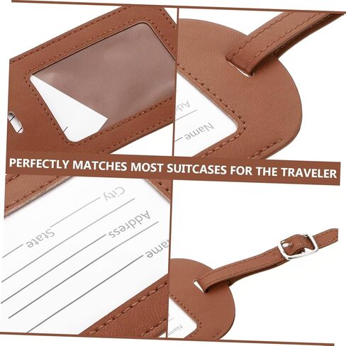 3Pcs PU Leather Luggage Tags with Adjustable Strap and Transparent Window for Suitcases Travel Bag Id Labels Durable Multi Purpose Baggage Tags for Frequent and Business Travelers in Saudi Arabia