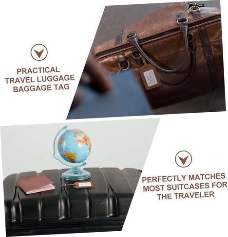 3Pcs PU Leather Luggage Tags with Adjustable Strap and Transparent Window for Suitcases Travel Bag Id Labels Durable Multi Purpose Baggage Tags for Frequent and Business Travelers in Saudi Arabia