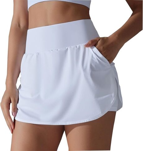 Generic Tennis Skirts for Women with Shorts High Waisted Athletic Skort Tummy Control Golf Skirt Running Shorts with Pockets in Saudi Arabia