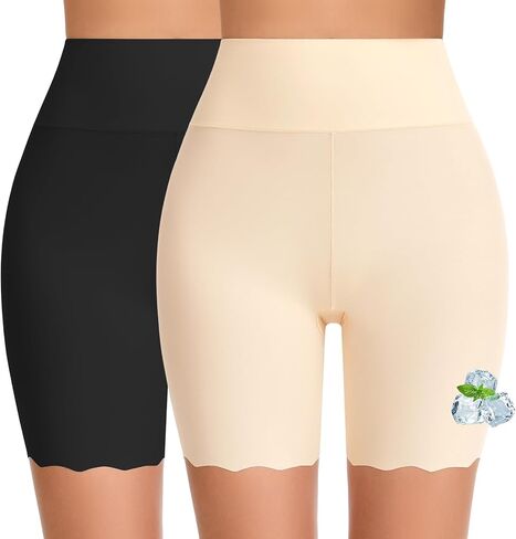 Cooling Slip Shorts for Under Dress Women Anti Chafing Seamless High-Wasited Shapewear Short Workout Biker Shorts in Kuwait