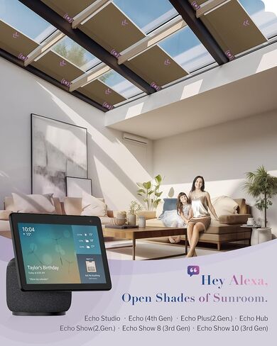 ظلال مناور ذكية من Graywind متوافقة مع Alexa Google تعمل بالطاقة الشمسية، تظليل خلوي بمحرك يعمل بالطاقة الشمسية لسقف السقف، نافذة غرفة الطائرة المائلة (قهوة) in Kuwait