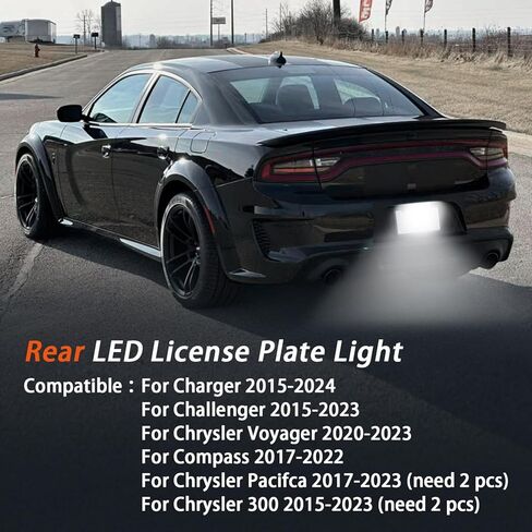 LED License Plate Light for Charger 2015-2023, for Challenger, for Chrysler 300, for Compass 2017-2022, 6500K Tag Light, Rear Lamp Replacement 6000K White, 1 Piece in Kuwait