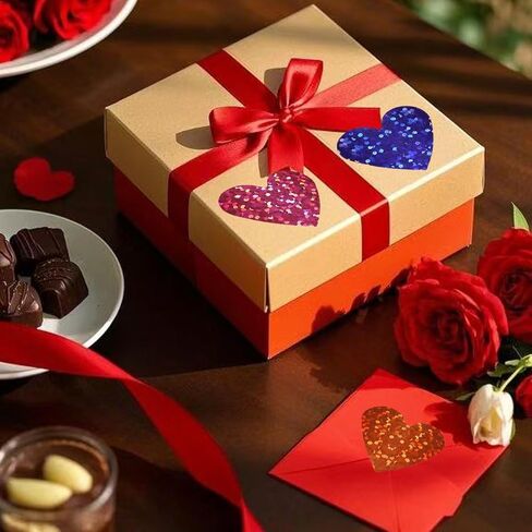 500 قطعة من ملصقات القلب اللامعة، ملصقات قلب للأطفال المعلم مقاس 1 بوصة ذاتية اللصق ملونة لتزيين حفلات أعياد الميلاد وحفلات عيد الحب in Kuwait