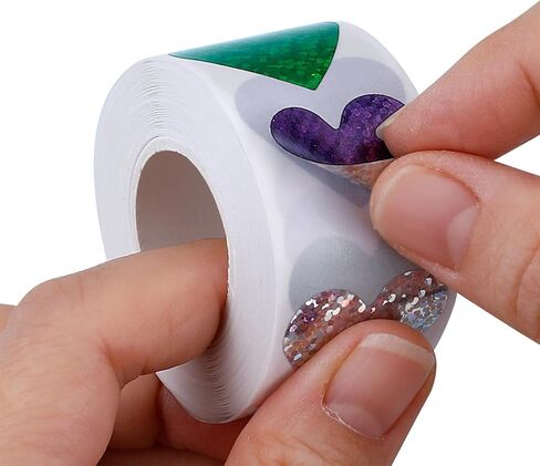 500 قطعة من ملصقات القلب اللامعة، ملصقات قلب للأطفال المعلم مقاس 1 بوصة ذاتية اللصق ملونة لتزيين حفلات أعياد الميلاد وحفلات عيد الحب in Kuwait