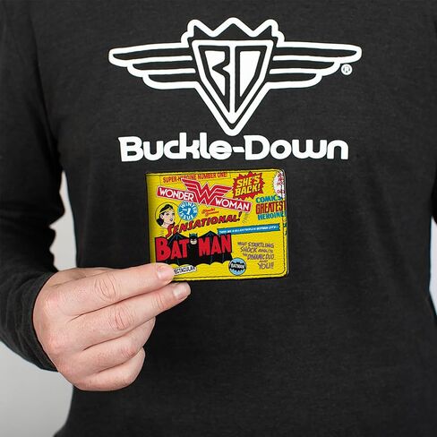 محفظة Buckle-Down DC Comics، ثنائية الطي، مجموعة الذكرى السنوية للبطل الخارق من Justice League باللون الأصفر، جلد نباتي in Saudi Arabia
