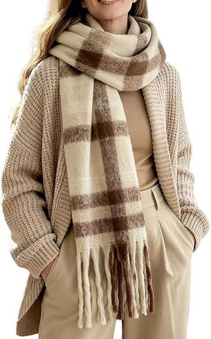 وشاح نسائي دافئ طويل شال للطقس البارد وشاح سميك منقوش in Kuwait