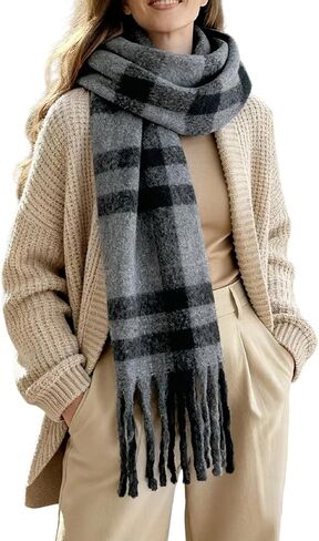 Women Warm Scarf Long Shawl Cold Weather Thick Blanket Scarfs Plaid in Saudi Arabia
