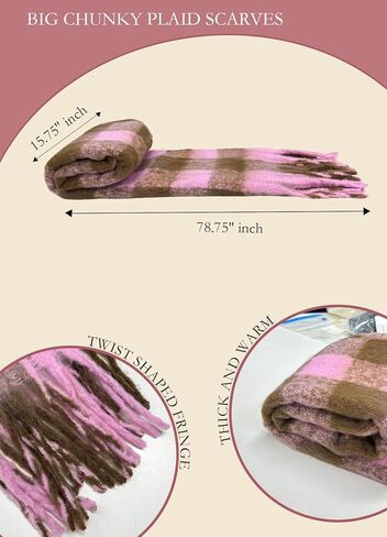 Women Warm Scarf Long Shawl Cold Weather Thick Blanket Scarfs Plaid in Saudi Arabia