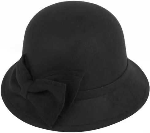 Women Bowler Hats Bowknot Cloche Fedora Bucket Hat Vintage Elegant Church Hats for Wedding Party Festival in Saudi Arabia