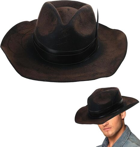 Wool Fedoras Hat for Adult Stage Theme Party Costume Masquerades Dress Up Man Music Festival Outdoor Activity Hat for Winter Black in Saudi Arabia