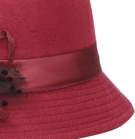 Women Bowler Hats Flower Decor Cloche Wide Brim Fedora Bucket Hat Vintage Elegant Church Hats for Wedding Party Festival in Saudi Arabia
