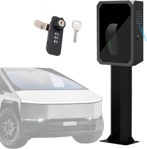 قاعدة شاحن EV في الهواء الطلق لـ Tesla، صندوق حماية لشحن المركبات الكهربائية الفولاذية مع قفل ومفتاح، حاوية شاحن سيارة كهربائية قائمة على الأرض تناسب معظم المركبات الكهربائية in Kuwait