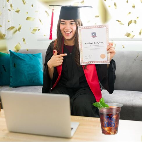 FoldTier 100 Pcs 16 oz Graduation Cups Class of 2024 Graduation Party Cups Disposable Graduation Plastic Cups Clear Congrats Grad Cups Graduation Drinking Cup for Graduation Party Supplies(Black) in Saudi Arabia