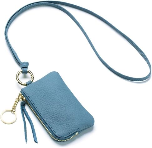 Genuine Leather Coin Purse with Wrist Strap & Keychain – Mini Zipper Wallet, Change Holder & Coin Pouch for Women, Slim Minimalist Travel Wallet with Gift Box (Vintage Wash) in Saudi Arabia