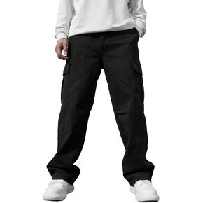 Boys Casual Cargo Pants Workout Baggy Wide Leg Trousers Bottom with Pockets Workwear Jogger Sweatpants for 8-12Y in Kuwait