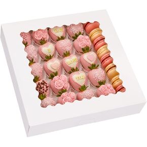 12 قطعة من علب الكيك من موريتو بمقاسين، 10 × 10 × 8 12 × 12 × 8 بوصة، صناديق مخبز بيضاء مع نافذة طويلة، صناديق من الورق المقوى للحلوى للكعك والكب كيك والفطائر والكعك والبسكويت in Kuwait