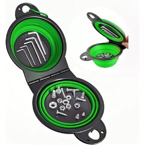 Collapsible Magnetic Parts Tray Set, New Upgraded Version Magnetic Trays, Integrated 5.1" Round Dual Silicone Bowls, Multi-Use Nuts And Bolts Organizer, Bonus Hook for On-the-Go Carry (green2.0) in Saudi Arabia