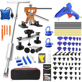أداة سحب انبعاجات السيارة، مجموعة أدوات إزالة انبعاجات السيارة بدون جهد مع أعواد غراء لاصقة قوية ومسدس غراء ساخن 100 وات، إزالة الحواف وإسفين الهواء، إصلاح الانبعاجات بدون طلاء لضربات أبواب السيارات أو البرد أو غطاء المحرك in Kuwait