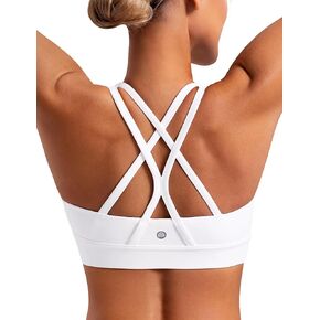 حمالات صدر رياضية للنساء مبطنة متقاطعة الظهر لليوجا بدون أكمام متوسطة الدعم بأشرطة قابلة للإزالة للتمرين in Kuwait
