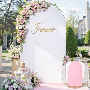 الأبيض الوردي كيارا قوس خلفية مجموعة غطاء من 2-7.2ft 6ft يغطي قوس الزفاف، التجاعيد الحرة بسط دنة قوس غطاء حامل لحفلة عيد ميلاد الطفل دش صورة التصوير الفوتوغرافي الخلفية in Kuwait