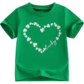 Kids Toddler Boys Girls St. Patrick's Day Shirt Short Sleeve Funny Letters Irish Shamrock Clover Graphic Top in Kuwait