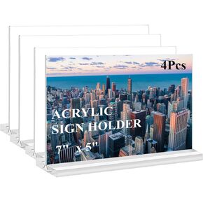 AbriStadt Small Acrylic Sign Holder 5x7 Inches, 6 Pack, Clear Acrylic Photo Frame Table Display Stand 5 x 7, for Wedding, Store, Office, Vertical, T Shape in Saudi Arabia