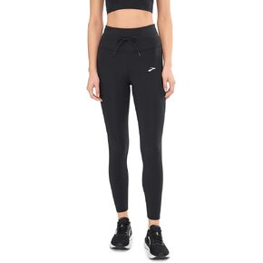 Brooks Women’s Luxe Tight, Performance Active Leggings, Buttery Soft, Phone Pockets, Adjustable Drawcord for Runs & Workouts - Black - Large in Kuwait