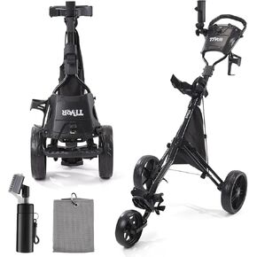 Tivor Golf Push Cart 3 Wheel,Lightweight Golf Bag Cart with Quad-Fold Frame,and Cooler Bag,Cleaning Kit Golf,Phone/Cup/Umbrella Holder Compact Golf cart Set in Saudi Arabia