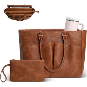 حقيبة كمبيوتر محمول للنساء مقاس 17.3 بوصة، حقائب عمل جلدية، حقيبة حمل ذات سعة كبيرة مع حامل أكواب كبير للنساء، حقائب كمبيوتر عتيقة لأجهزة الكمبيوتر المحمولة، حقيبة ممرضة المعلم، حقيبة مكتب مقاومة للماء in Kuwait