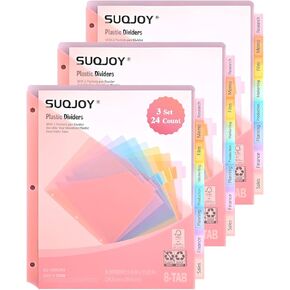 فواصل مكونة من 8 علامات تبويب لـ 3 مجلدات حلقية، و24 فواصل مجلدات مع جيوب، وفواصل للموضوع، وواقيات أوراق بلاستيكية ذات 3 فتحات لحجم الحروف الأمريكية في مجلدات 0.5 بوصة و1 بوصة و2 بوصة، و8 ألوان باستيل، 3 عبوات in Kuwait