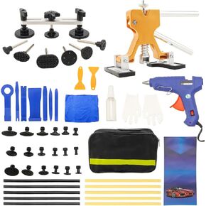 مجموعة أدوات سحب دنت السيارة، 52 قطعة أداة إزالة دنت السيارة، أداة سحب جسر قابلة للتعديل ورافع ذهبي، طقم إصلاح دنت مناسب لأضرار البرد الكبيرة والصغيرة in Kuwait